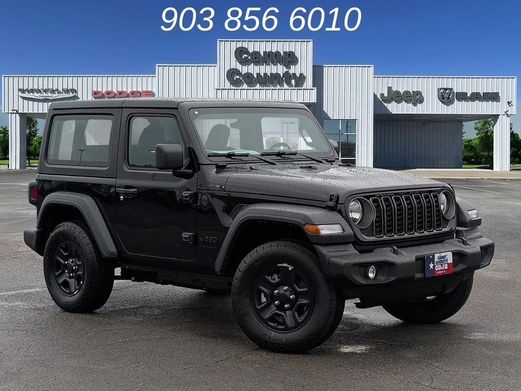2026 Jeep Wrangler Sport in Black Clearcoat — front three-quarter view