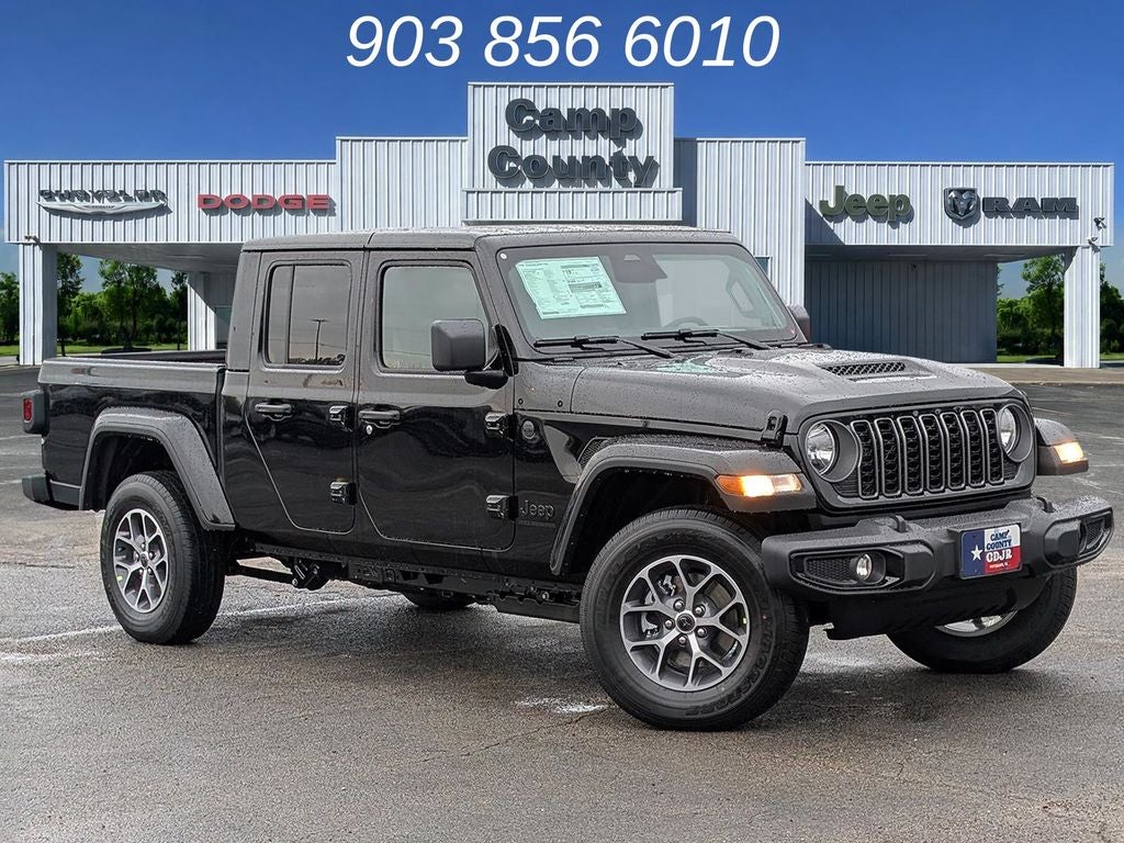 2026 Jeep Gladiator Sport S in Black Clearcoat — front three-quarter view