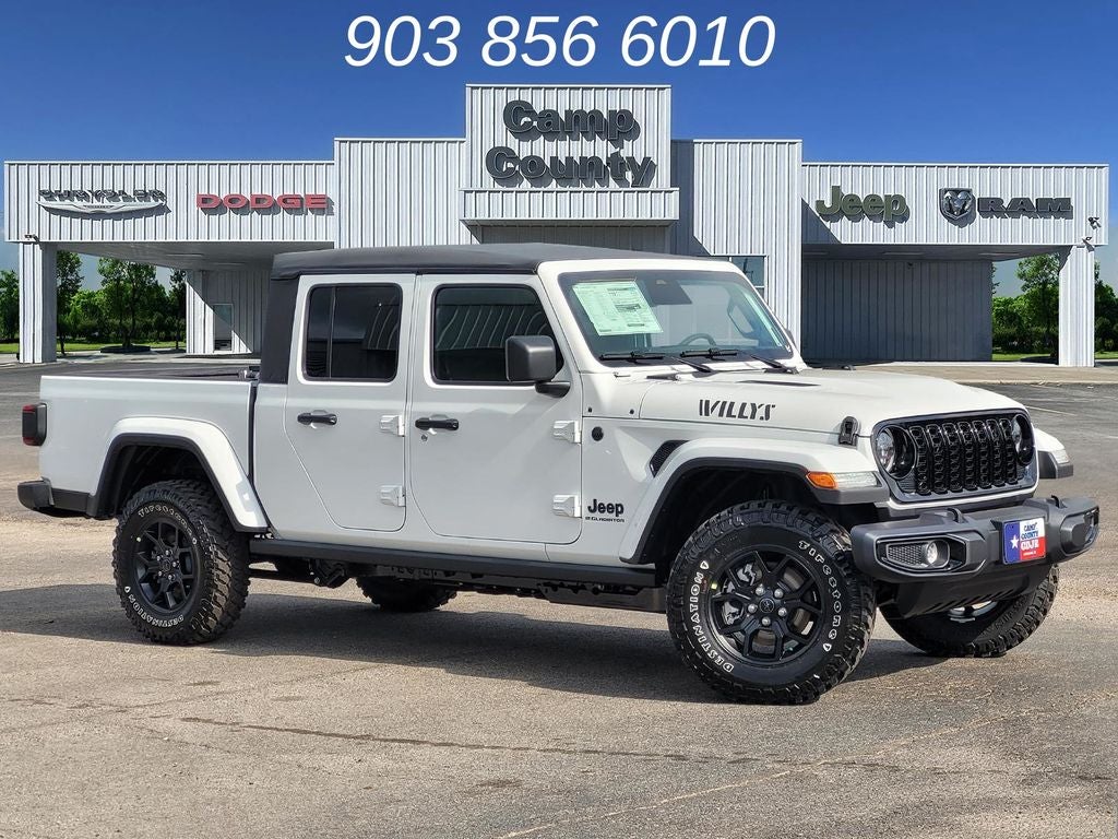 2026 Jeep Gladiator Willys in Bright White Clearcoat — front three-quarter view