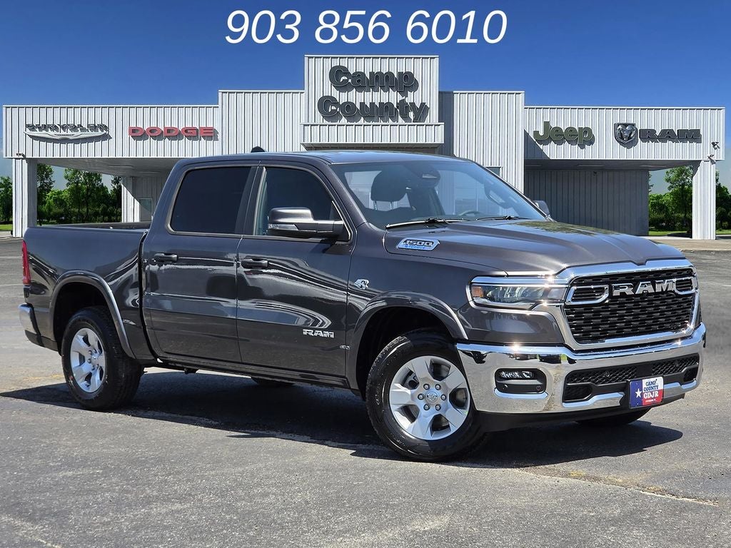 2026 RAM 1500 Big Horn/Lone Star in Granite Crystal Metallic Clearcoat — front three-quarter view