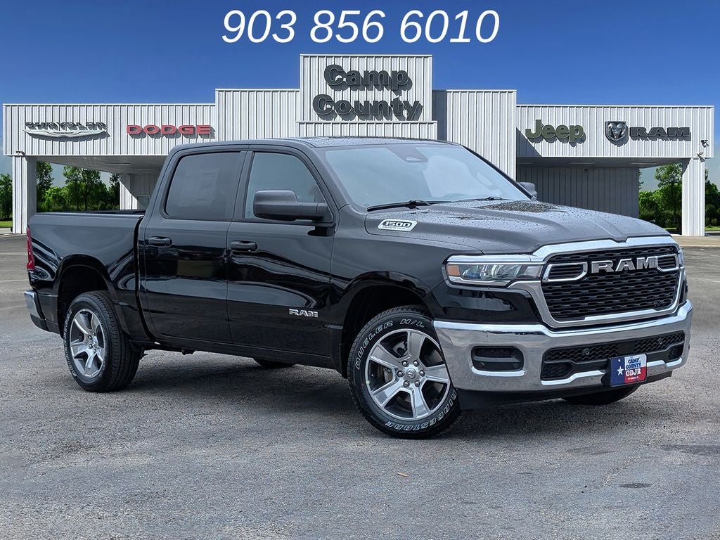 2026 RAM 1500 Tradesman in Diamond Black Crystal Pearlcoat — front three-quarter view