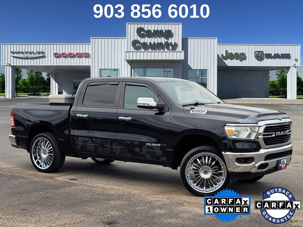 2021 RAM 1500 Big Horn/Lone Star in Diamond Black Crystal Pearlcoat — front three-quarter view