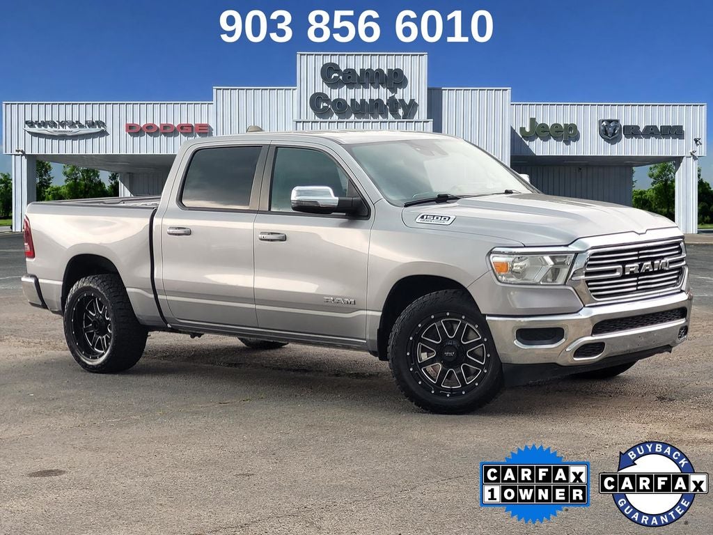 2023 RAM 1500 Laramie in Billet Silver Metallic Clearcoat — front three-quarter view