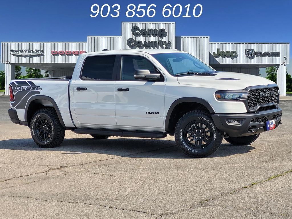 2026 RAM 1500 Rebel in Bright White Clearcoat — front three-quarter view