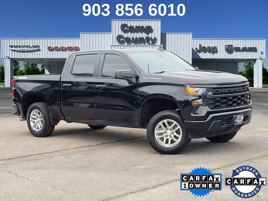2022 Chevrolet Silverado 1500 Custom in Black — front three-quarter view