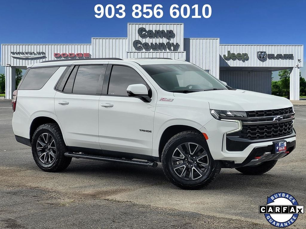 2022 Chevrolet Tahoe Z71 in Summit White — front three-quarter view