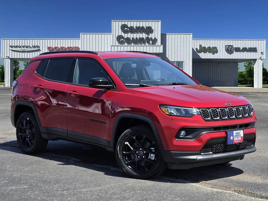 2026 Jeep Compass Latitude in Red Hot Pearlcoat — front three-quarter view