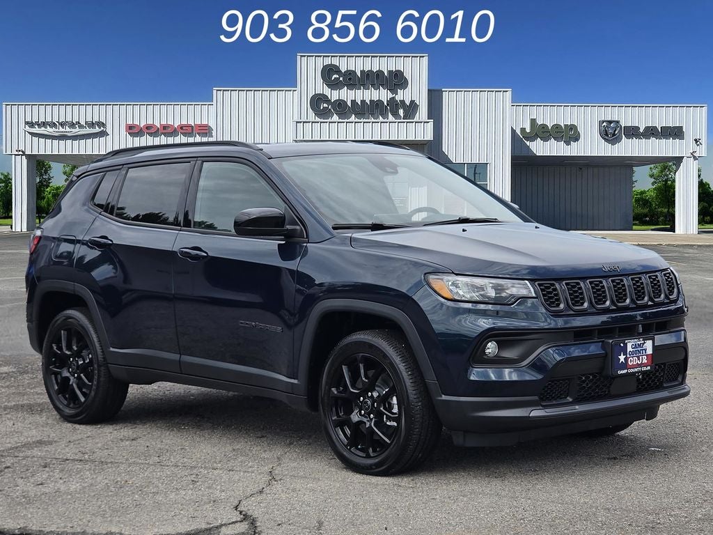 2026 Jeep Compass Latitude in Fathom Blue Pearl Coat — front three-quarter view