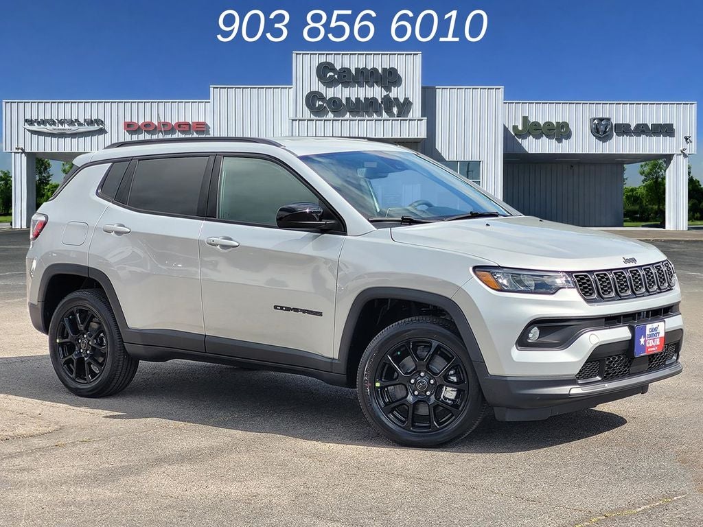 2026 Jeep Compass Latitude in Silver Zynith Metallic Clearcoat — front three-quarter view