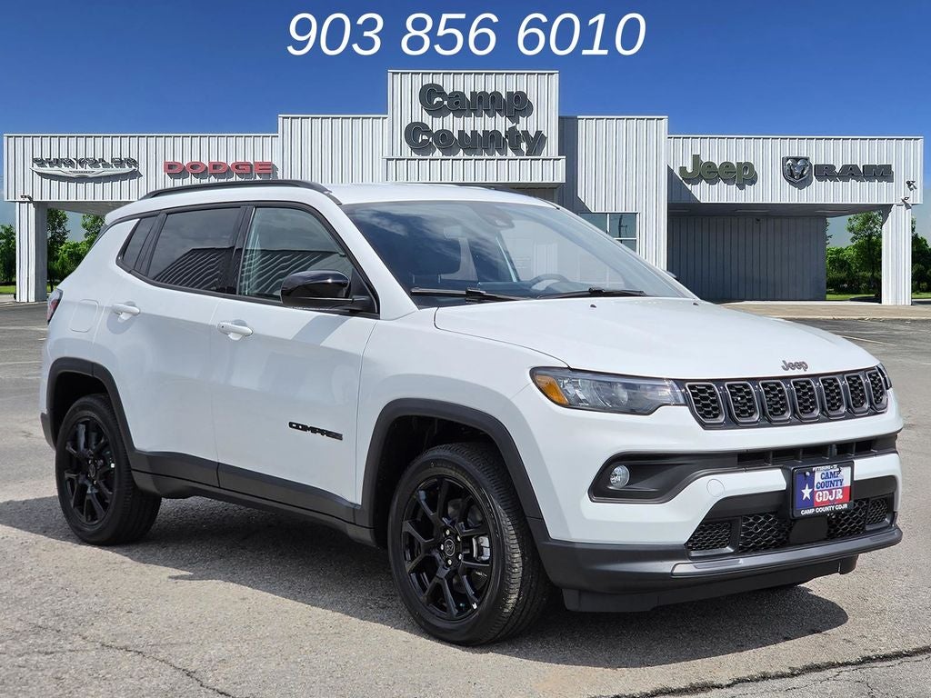 2026 Jeep Compass Latitude in Bright White Clearcoat — front three-quarter view