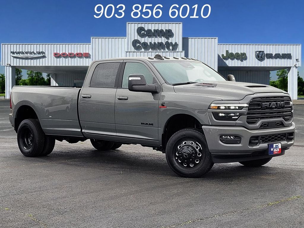 2026 RAM 3500 Laramie in Ceramic Gray Clearcoat — front three-quarter view