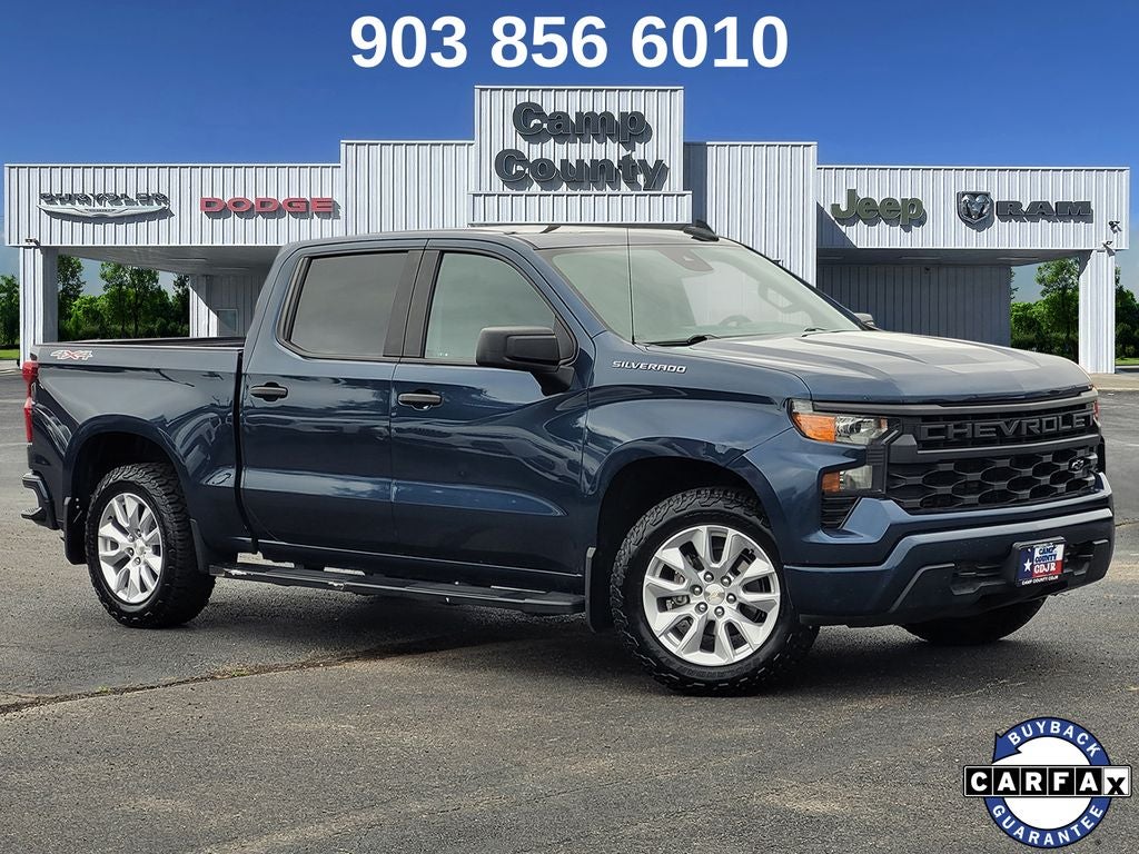 2022 Chevrolet Silverado 1500 Custom in Northsky Blue Metallic — front three-quarter view