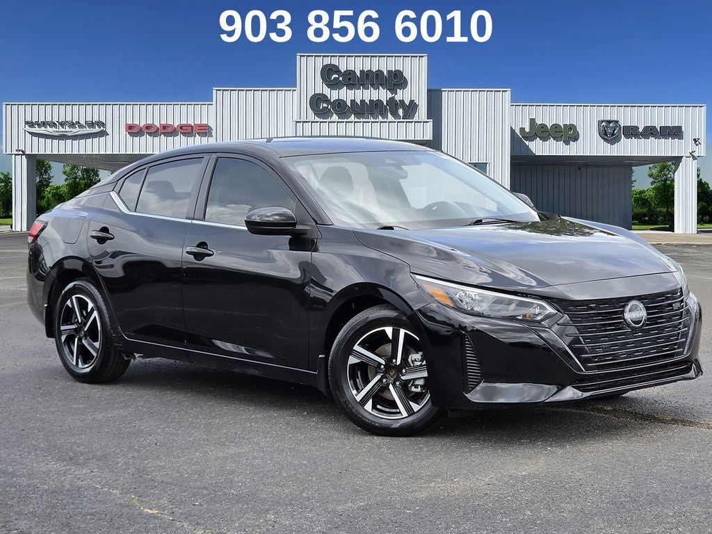2025 Nissan Sentra SV in Super Black — front three-quarter view