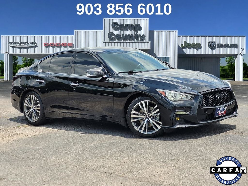 2023 INFINITI Q50 SENSORY in Black Obsidian — front three-quarter view