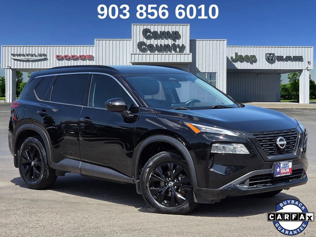 2023 Nissan Rogue SV in Super Black — front three-quarter view