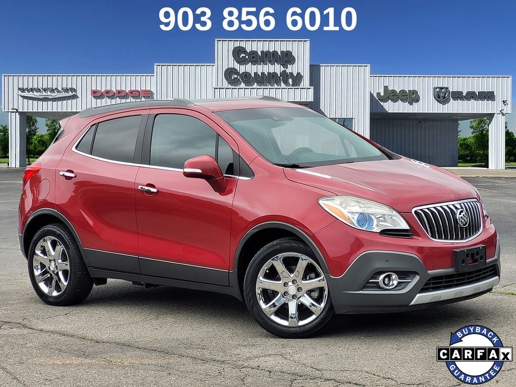 2016 Buick Encore Premium in Winterberry Red Metallic — front three-quarter view