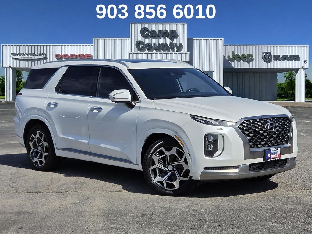 2022 Hyundai Palisade Calligraphy in Hyper White — front three-quarter view