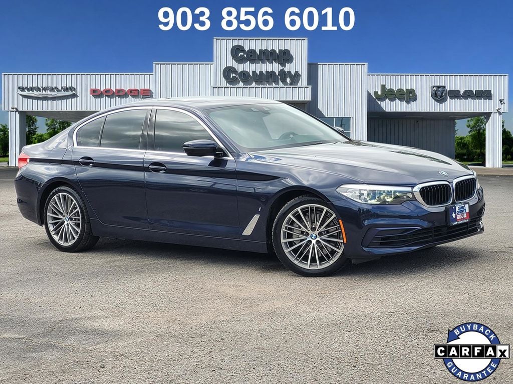 2019 BMW 5 Series 530e iPerformance in Imperial Blue Metallic — front three-quarter view